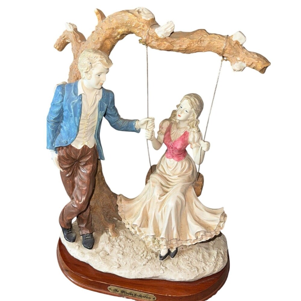 The Mirella Collection Vintage Porcelain‎ Statue Lovers Swing 13X10X6in